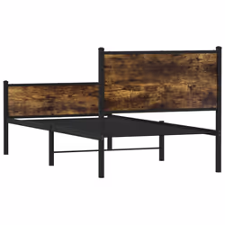 vidaXL Metal Bed Frame with Headboard & Footboard Smoked Oak 90x190 cm Single - Additional view 6