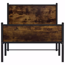 vidaXL Metal Bed Frame with Headboard and Footboard Bed Smoked Oak 90x200 cm - Additional view 4