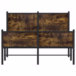 vidaXL Metal Bed Frame with Headboard and Footboard Smoked Oak Small Double - Additional view 4