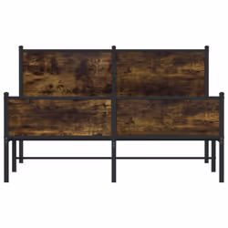 vidaXL Metal Bed Frame with Headboard and Footboard Smoked Oak 137x190 cm - Additional view 4
