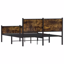 vidaXL Metal Bed Frame with Headboard and Footboard Smoked Oak 137x190 cm - Additional view 6