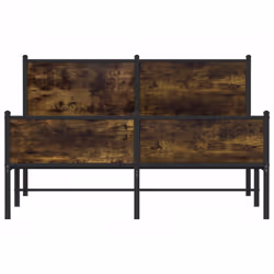 vidaXL Metal Bed Frame with Headboard and Footboard Smoked Oak 140x190 cm - Additional view 4