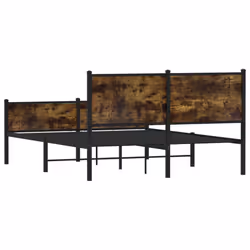 vidaXL Metal Bed Frame with Headboard and Footboard Smoked Oak 140x190 cm - Additional view 6