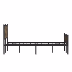 vidaXL Metal Bed Frame with Headboard and Footboard Smoked Oak 140x200 cm - Additional view 5