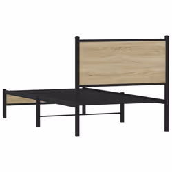vidaXL Metal Bed Frame with Headboard Bed Sonoma Oak 75x190 cm Small Single - Additional view 6