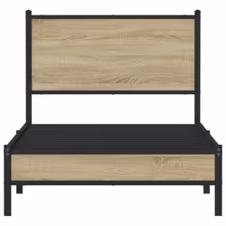 vidaXL Metal Bed Frame with Headboard Bed Base Sonoma Oak 90x190 cm Single - Additional view 4