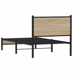 vidaXL Metal Bed Frame with Headboard Bed Base Sonoma Oak 90x190 cm Single - Additional view 6