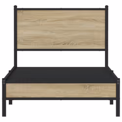 vidaXL Metal Bed Frame with Headboard Bed Base Bedstead Sonoma Oak 90x200 cm - Additional view 4