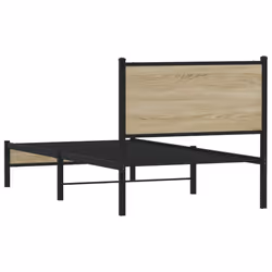 vidaXL Metal Bed Frame with Headboard Bed Base Bedstead Sonoma Oak 90x200 cm - Additional view 6