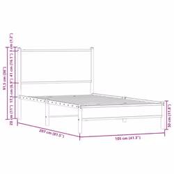 vidaXL Metal Bed Frame with Headboard Bed Base Bedstead Sonoma Oak 100x200 cm