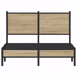 vidaXL Metal Bed Frame with Headboard Bed Base Bedstead Sonoma Oak 120x200 cm - Additional view 4