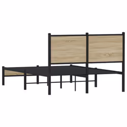 vidaXL Metal Bed Frame with Headboard Bed Base Bedstead Sonoma Oak 120x200 cm - Additional view 6