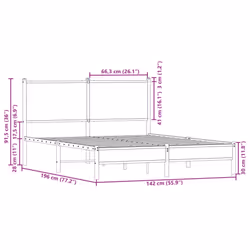 vidaXL Metal Bed Frame with Headboard Bed Base Bedstead Sonoma Oak 137x190 cm