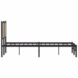 vidaXL Metal Bed Frame with Headboard Bed Base Bedstead Sonoma Oak 140x200 cm - Additional view 5