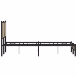 vidaXL Metal Bed Frame with Headboard Bed Sonoma Oak 150x200 cm King Size - Additional view 5