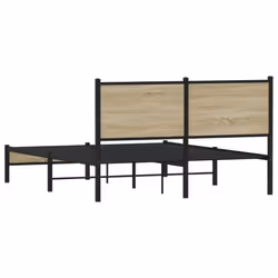 vidaXL Metal Bed Frame with Headboard Bed Sonoma Oak 150x200 cm King Size - Additional view 6