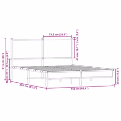 vidaXL Metal Bed Frame with Headboard Bed Sonoma Oak 150x200 cm King Size - Additional view 9