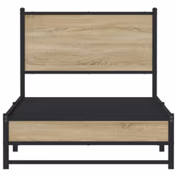 vidaXL Metal Bed Frame with Headboard Bed Base Bedstead Sonoma Oak 80x200 cm - Additional view 4