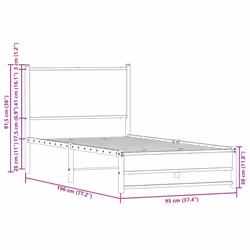 vidaXL Metal Bed Frame with Headboard Bed Base Sonoma Oak 90x190 cm Single