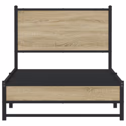 vidaXL Metal Bed Frame with Headboard Bed Base Sonoma Oak 90x190 cm Single - Additional view 4