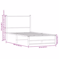 vidaXL Metal Bed Frame with Headboard Bed Base Bedstead Sonoma Oak 90x200 cm