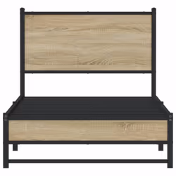 vidaXL Metal Bed Frame with Headboard Bed Base Bedstead Sonoma Oak 90x200 cm - Additional view 4