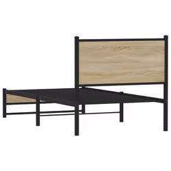 vidaXL Metal Bed Frame with Headboard Bed Base Bedstead Sonoma Oak 90x200 cm - Additional view 6
