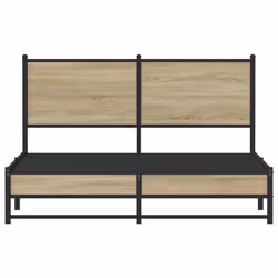vidaXL Metal Bed Frame with Headboard Bed Sonoma Oak 150x200 cm King Size - Additional view 4