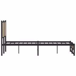 vidaXL Metal Bed Frame with Headboard Bed Sonoma Oak 150x200 cm King Size - Additional view 5
