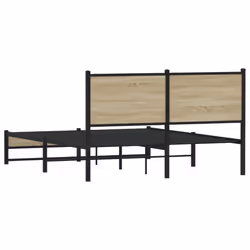 vidaXL Metal Bed Frame with Headboard Bed Sonoma Oak 150x200 cm King Size - Additional view 6