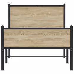 vidaXL Metal Bed Frame with Headboard and Footboard Sonoma Oak 100x190 cm - Additional view 4