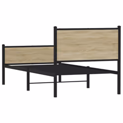 vidaXL Metal Bed Frame with Headboard and Footboard Sonoma Oak 100x190 cm - Additional view 6