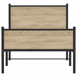 vidaXL Metal Bed Frame with Headboard and Footboard Sonoma Oak 107x203 cm - Additional view 4