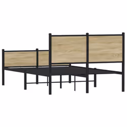 vidaXL Metal Bed Frame with Headboard and Footboard Sonoma Oak 140x190 cm - Additional view 6