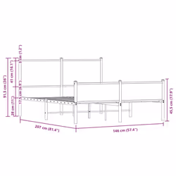 vidaXL Metal Bed Frame with Headboard and Footboard Sonoma Oak 140x200 cm - Additional view 9