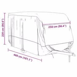 vidaXL Caravan Cover Travel Trailer Cover Camper Cover Grey Non-woven Fabric - 460 x 250 x 220 cm