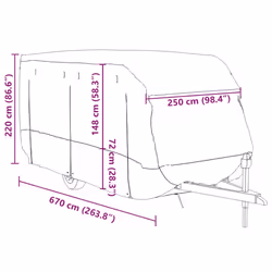 vidaXL Caravan Cover Travel Trailer Cover Camper Cover Grey Non-woven Fabric - 670 x 250 x 220 cm - Additional view 10