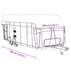 vidaXL Caravan Roof Cover Sun Canopy Top Protection Grey Non-woven Fabric - 700 x 300 cm