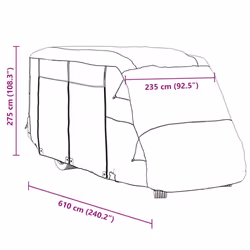 vidaXL Motorhome Covers Protective RV Cover Camper Cover Grey Non-woven Fabric - 610 x 235 x 275 cm - Additional view 3