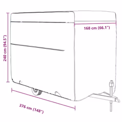vidaXL Horse Trailer Cover Protective Horse Box cover Grey Non-woven Fabric - 376 x 168 x 240 cm
