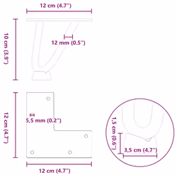 vidaXL Hairpin Table Legs Hairpin Legs Coffee Table leg 4 pcs Solid Steel - natural, 10 cm - Additional view 9