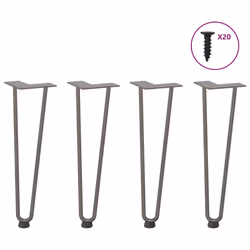 vidaXL Hairpin Table Legs Hairpin Legs Coffee Table leg 4 pcs Solid Steel - natural, 42 cm