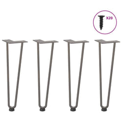 vidaXL Hairpin Table Legs Hairpin Legs Coffee Table leg 4 pcs Solid Steel - natural, 42 cm