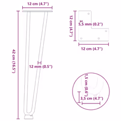vidaXL Hairpin Table Legs Hairpin Legs Coffee Table leg 4 pcs Solid Steel - natural, 42 cm