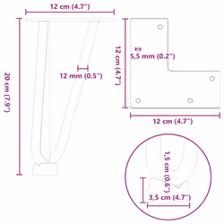 vidaXL Hairpin Table Legs Hairpin Legs Coffee Table leg 4 pcs Solid Steel - natural, 20 cm