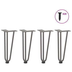 vidaXL Hairpin Table Legs Hairpin Legs Coffee Table leg 4 pcs Solid Steel - natural, 30 cm