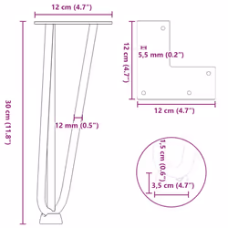 vidaXL Hairpin Table Legs Hairpin Legs Coffee Table leg 4 pcs Solid Steel - natural, 30 cm