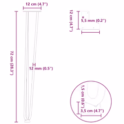 vidaXL Hairpin Table Legs Hairpin Legs Coffee Table leg 4 pcs Solid Steel - natural, 72 cm