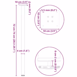 ) vidaXL Coffee Table Legs Desk Legs Furniture Legs Bar Stand DIY 4 pcs Steel - anthracite, 72-74 cm (40 mm - Additional view 9
