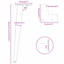 vidaXL Coffee Table Legs Conical Shape Desk Legs Metal Legs DIY 4 pcs Steel - white, 30-31 cm
